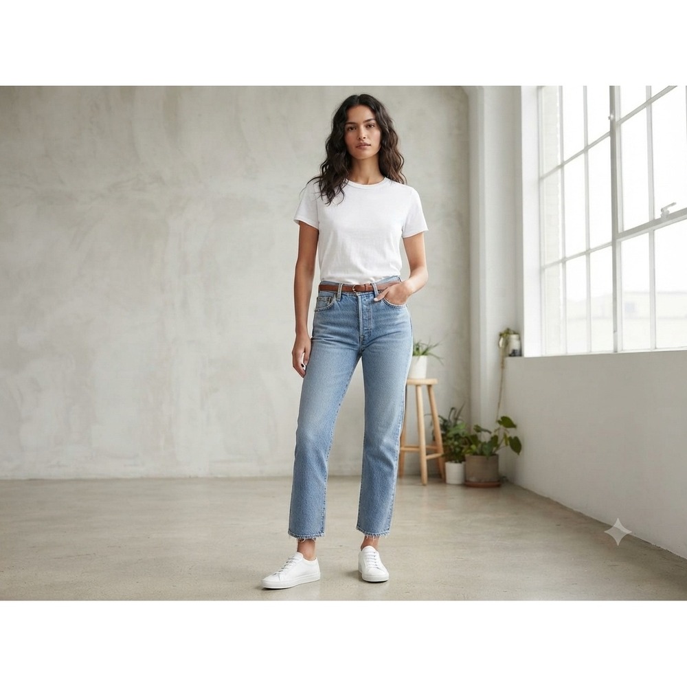 AGOLDE Pinch Waist High‎ Rise Kick Jeans Light Wash Blue Organic Cotton